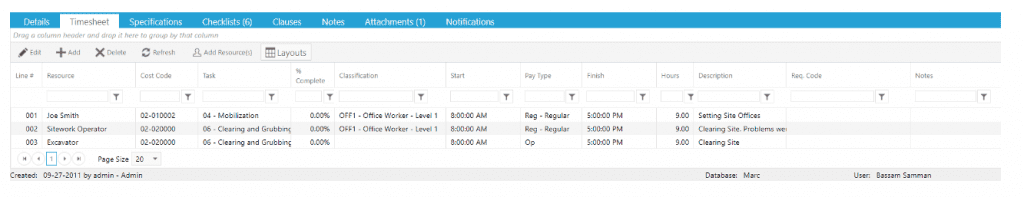 PMWeb 7 Timesheet