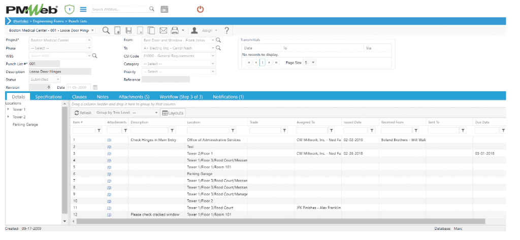 PMWeb 7 Engineering Forms