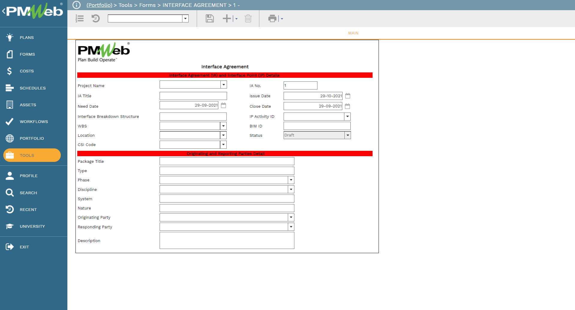 PMWeb 7 Tools Forms Interface Agreement 1
Main