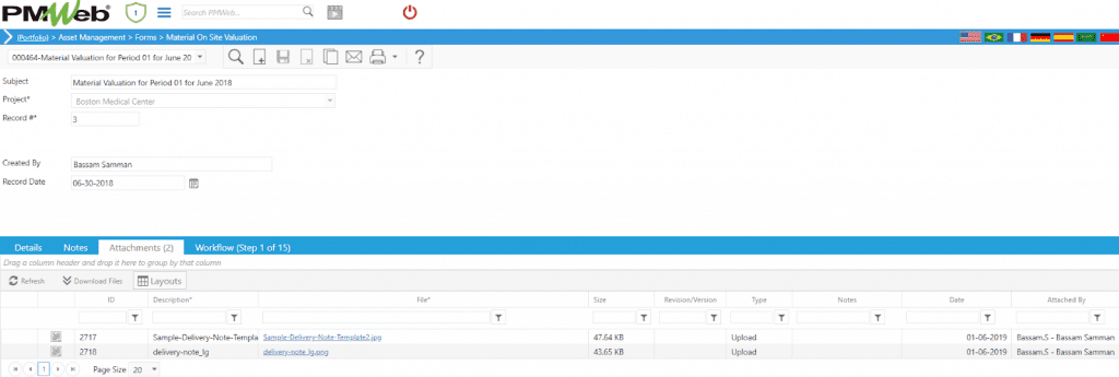 PMWeb 7 Asset Managment Forms Material on sit valuation