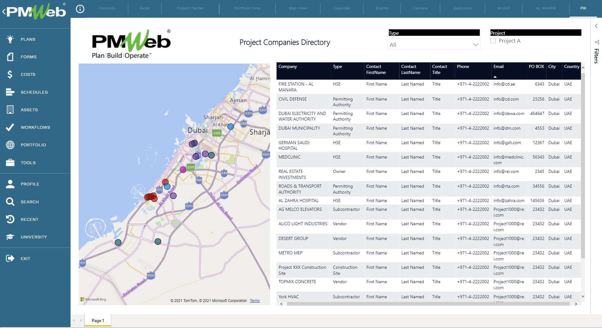 PMWeb 7 Project Companies Directory 