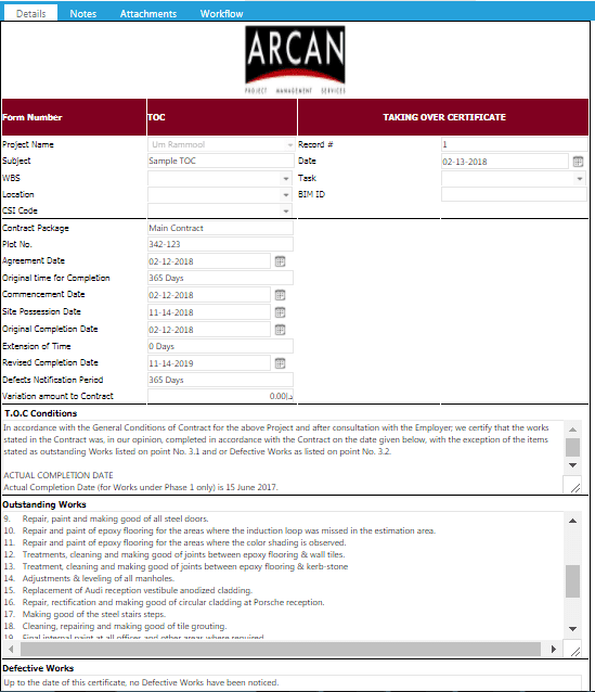 PMWeb 7 Details Taking Over Certificate