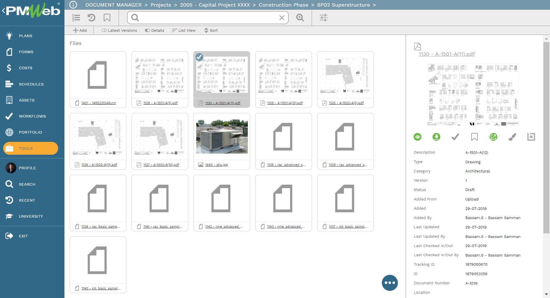 PMWeb 7 Document Manager Projects 2005 Capital Project xxx Construction Phase BP02 Superstructure