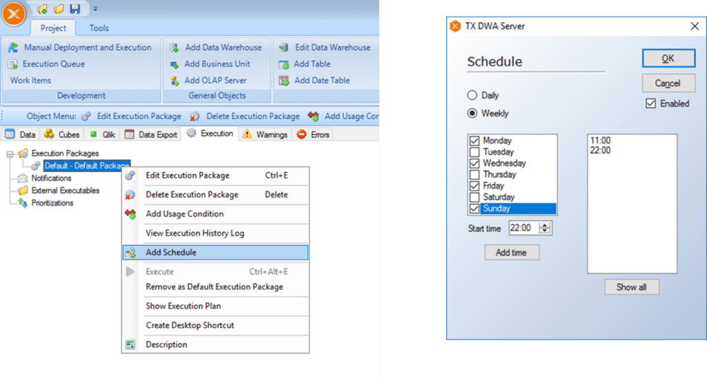 PMWeb 7 TimeXtender Schedule