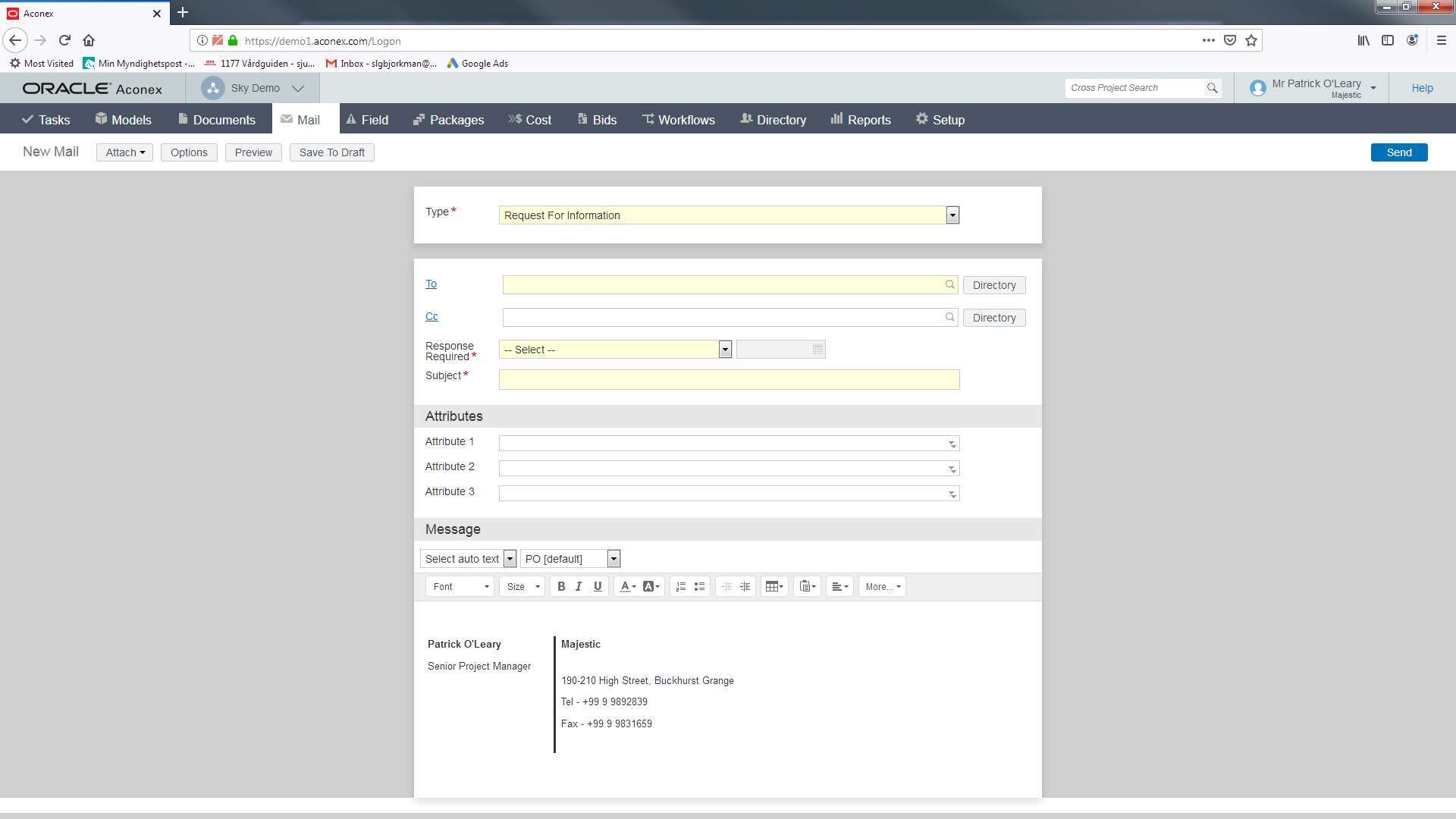 PMWeb 7 ORACLE Mail