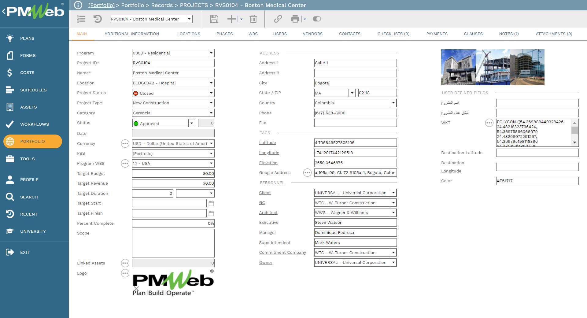 PMWeb 7 Portfolio Records Projects RVS0104 Boston Medical Center
Main