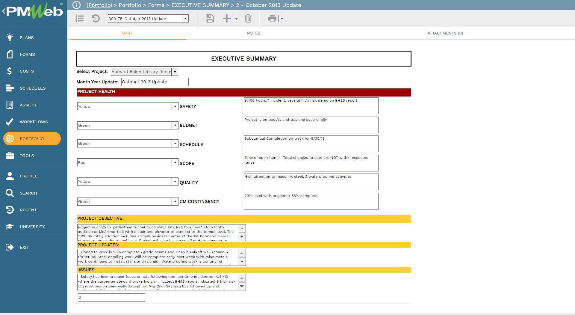 PMWeb 7 Portfolio Forms Executive Summary 2 October 2013 Update
Main