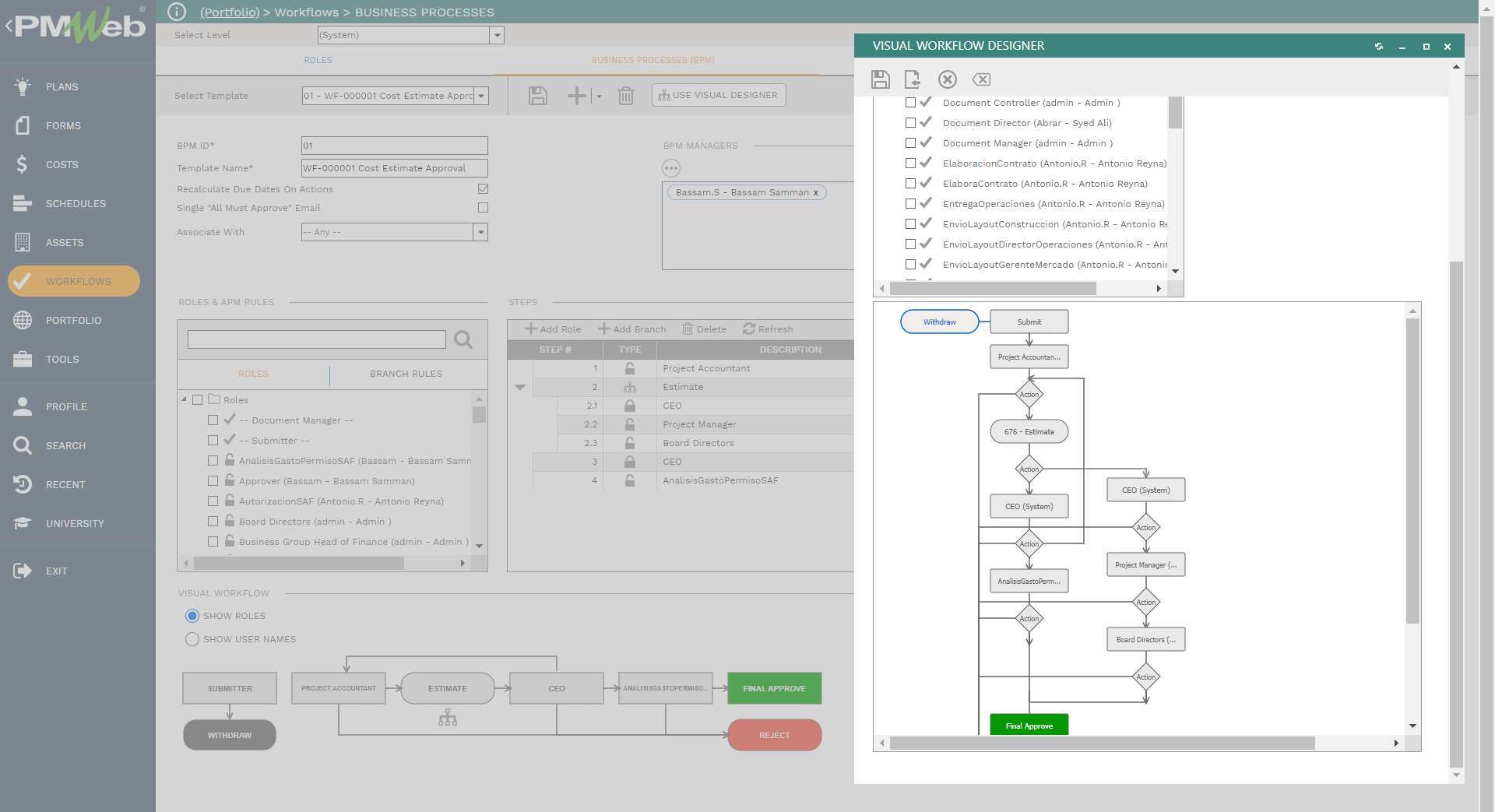 PMWeb 7 Workflow Business Processes (BPM)
Visual Workflow Designer