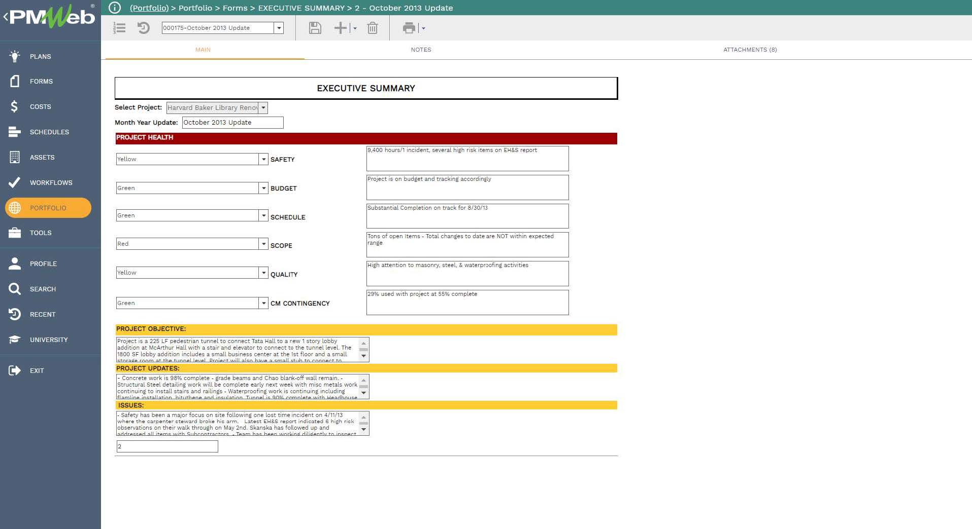 PMWeb 7 Portfolio Forms Executive Summary 2 October 2013 Update
Main