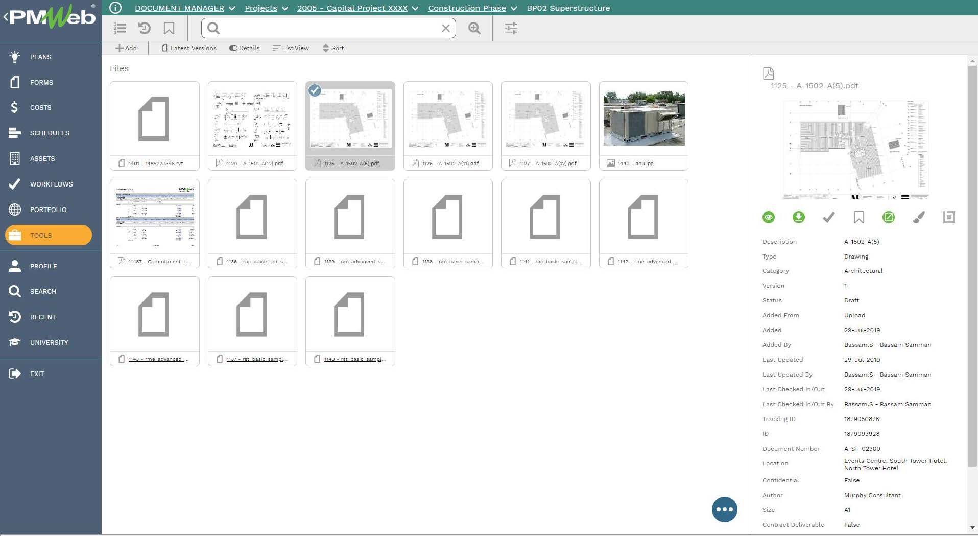 PMWeb 7 Document Manager Projects 2005 Capital Project xxxxConstruction Phase BP02 Superstructure