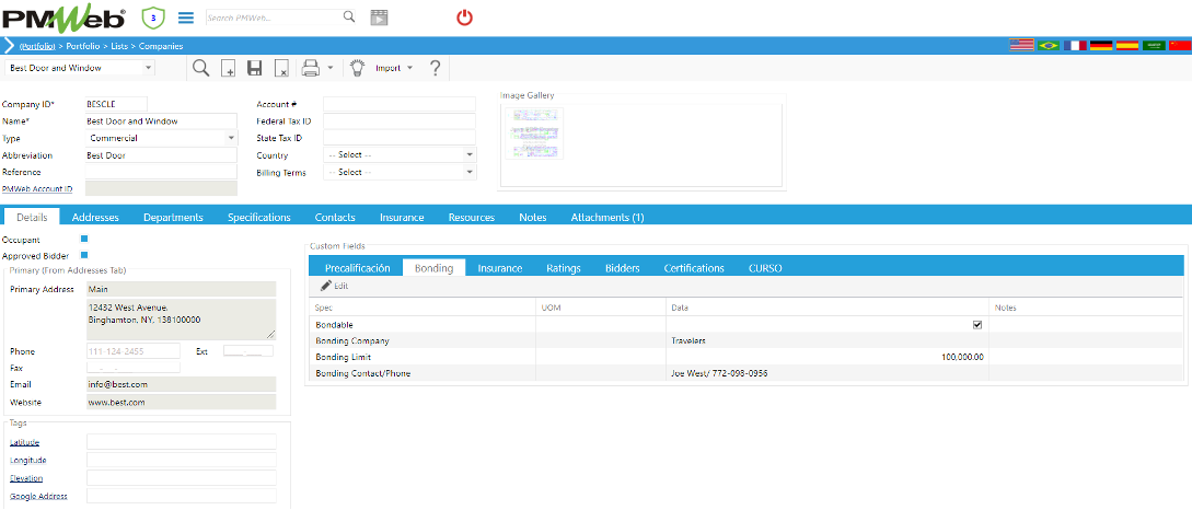 PMWeb 7 Portfolio Lists Companies Details