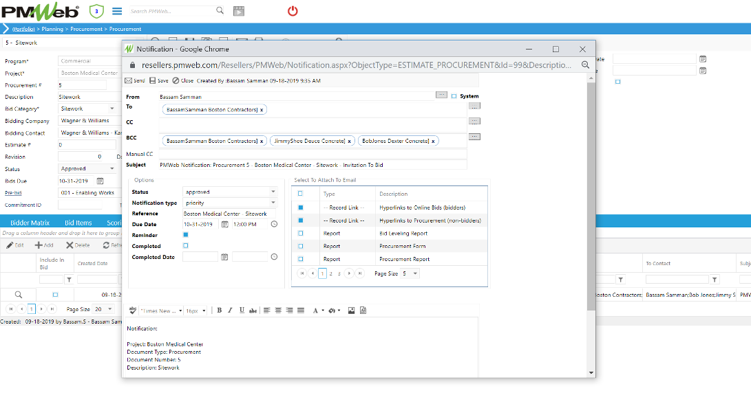PMWeb 7 Planning Procurement Procurement Notification Google Chrome