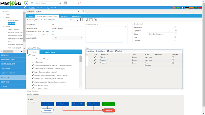 PMWeb 7 Workflow Setup Workflow Business Processes (BPM) Roles