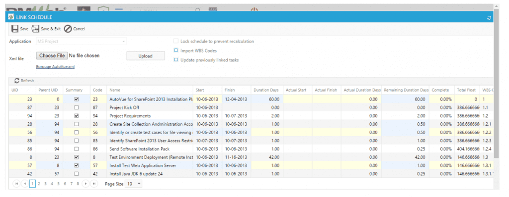 PMWeb 7 Link Schedule