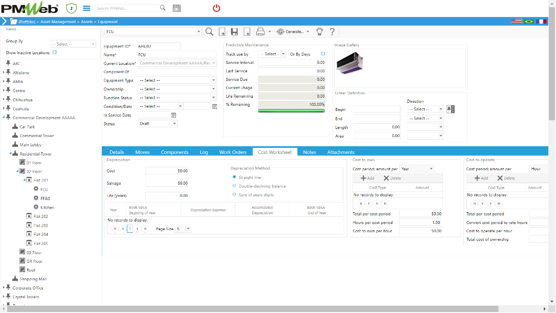 PMWeb 7 Assets Managment Assets Equipment Cost Worksheet