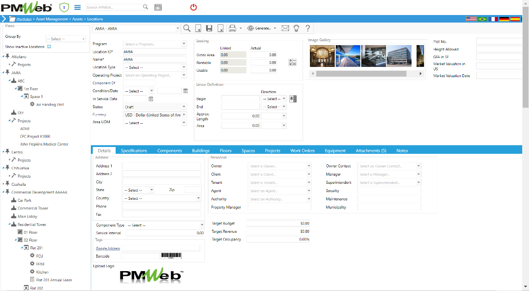 PMWeb 7 Assets Managment Assets Location Details