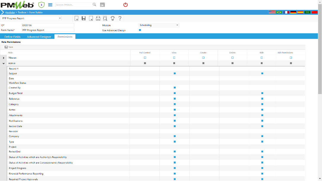 PMWeb 7 Toolbox Form Builder Permissions