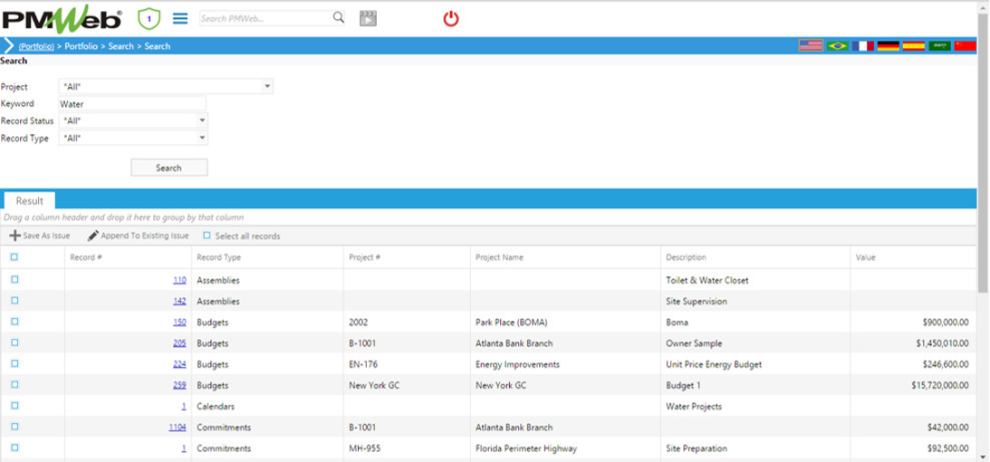 PMWeb 7 Portfolio Search Search Result
