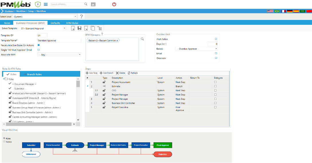 PMWeb 7 Workflow Setup Workflow Business Processes (BMP)