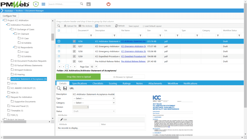 PMWeb 7 Toolbox Document Manager