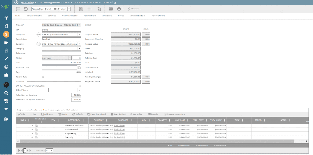 PMWeb 7 Cost Managment Contracts Contracts