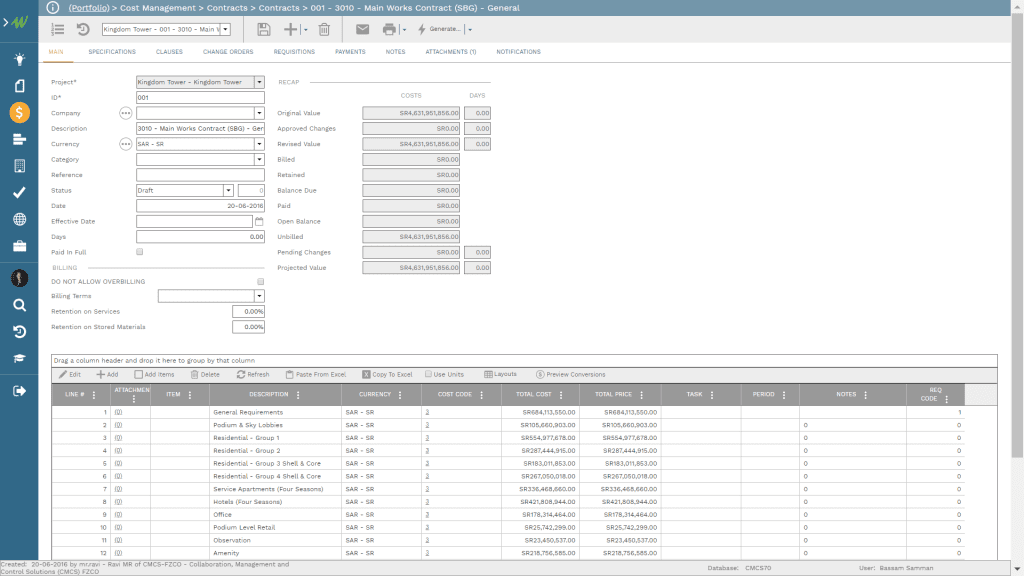 PMWeb 7 Cost Management Contracts Contracts