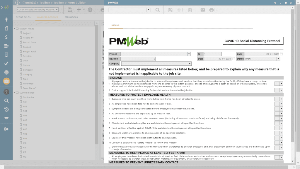PMWeb 7 Toolbox Form Builder