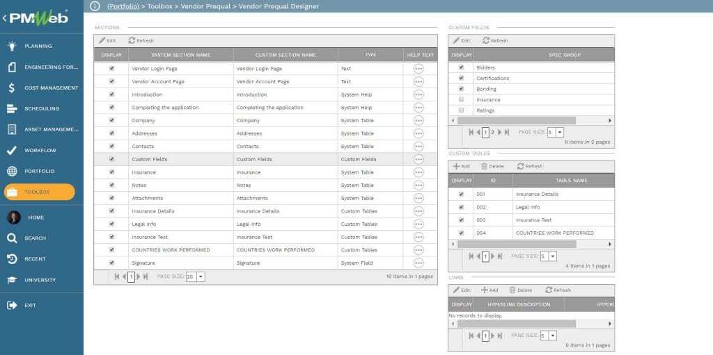 PMWeb 7 Toolbox Vendor Prequel Vendor Prequel Designer 