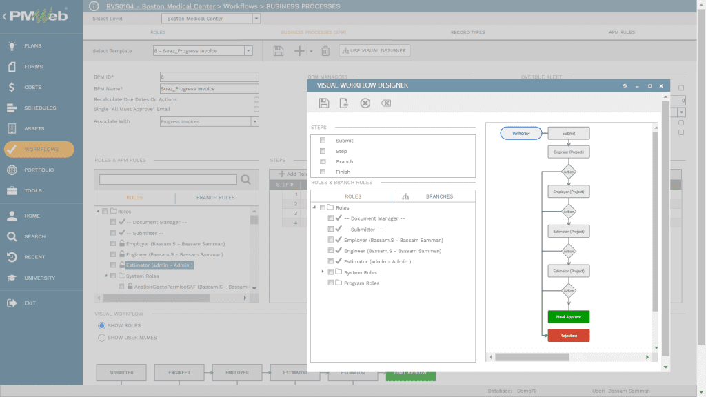 PMWeb 7 Workflow for a Formal Collaboration to Submit, Review, Approve and Distribute Submittals