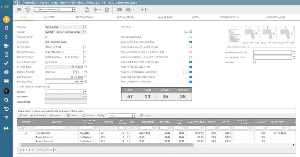 PMWeb 7 Plans Procurement RFP (BID Packages)