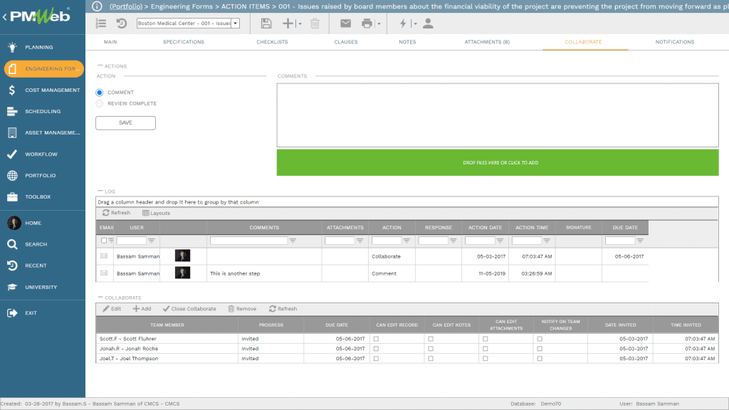 PMWeb 7 engineering Forms Action Items Overcoming Objections to PMIS