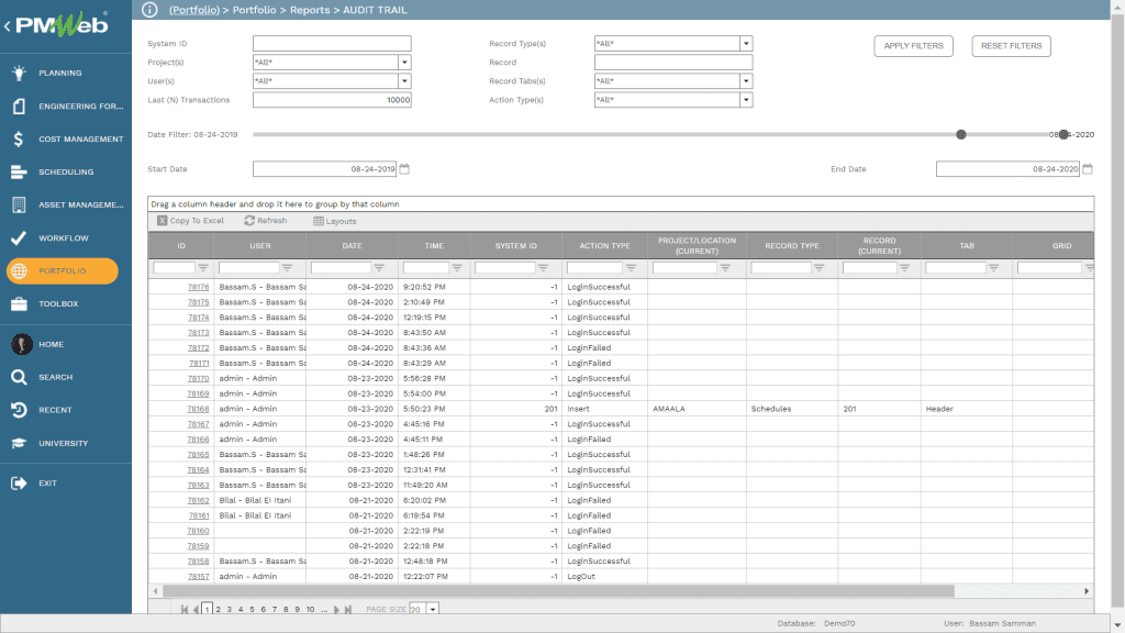 PMWeb 7 Portfolio Reports Audit Trail Overcoming Objections to PMIS