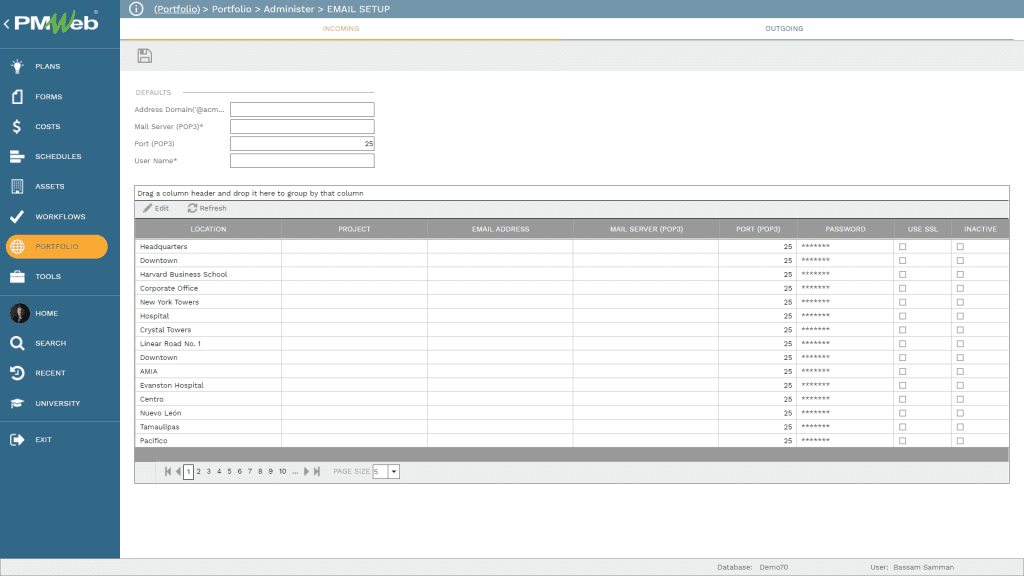 PMWeb 7 Portfolio Administer Email Setup