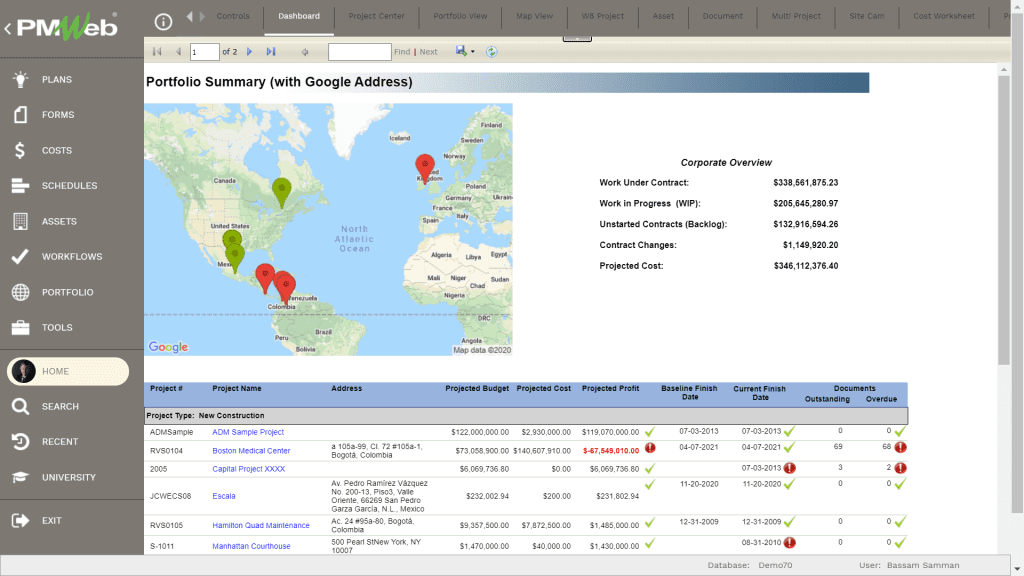 PMWeb 7 Home Dashboard