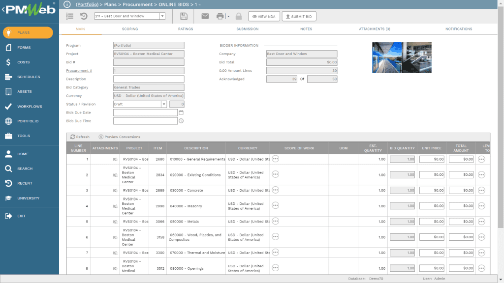 PMWeb 7 Plans Procurements Online Bids