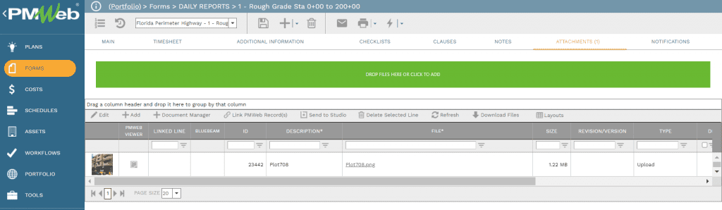 PMWeb 7 Forms Daily Reports