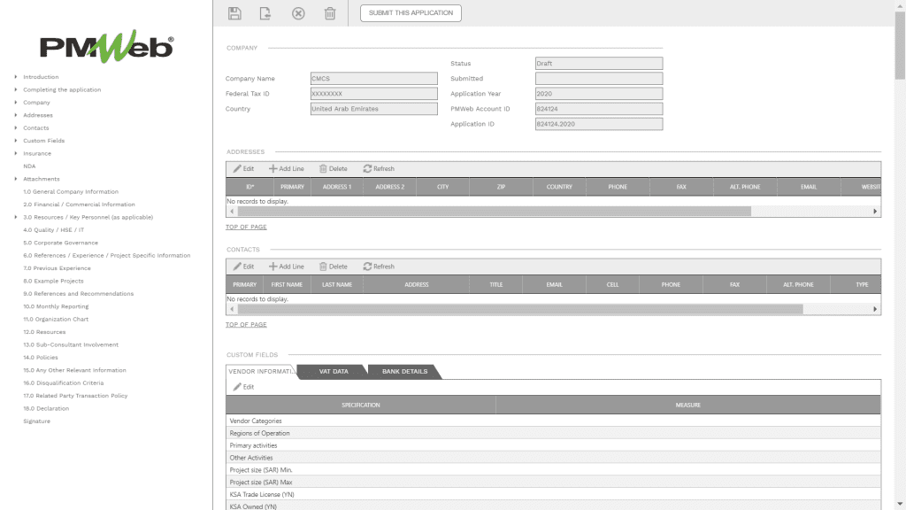 PMWeb 7 Application