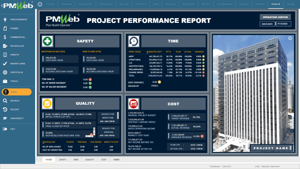 PMWeb 7 Home Power BI