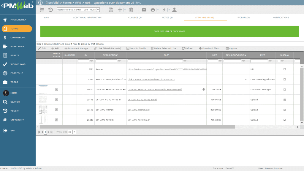 PMWeb 7 Portfolio Forms RFIS