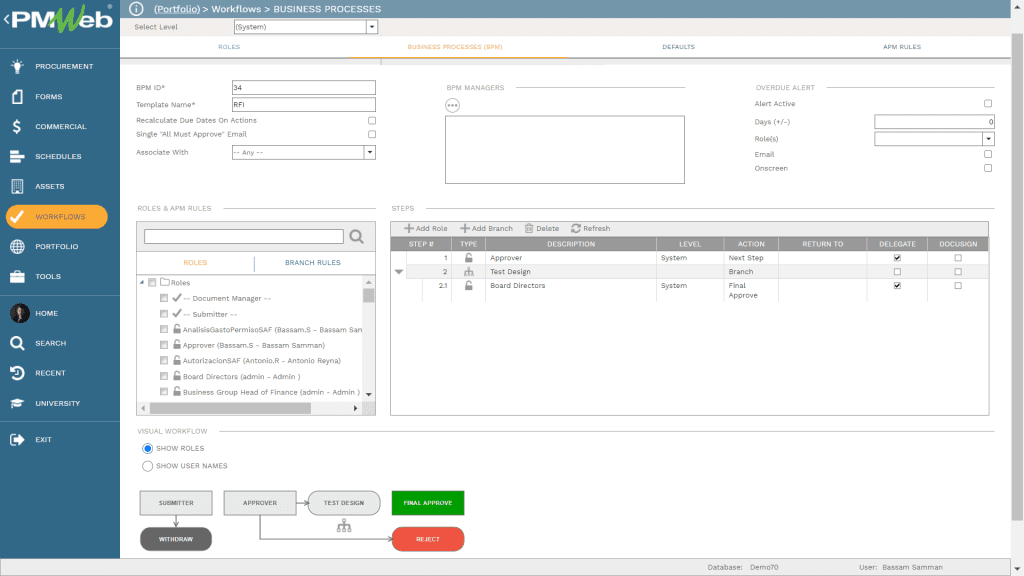 PMWeb 7 Portfolio Workflow Business Processes
