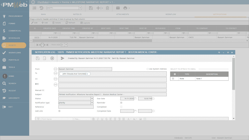 PMWeb 7 Assets Forms Milestone Narrative Report
