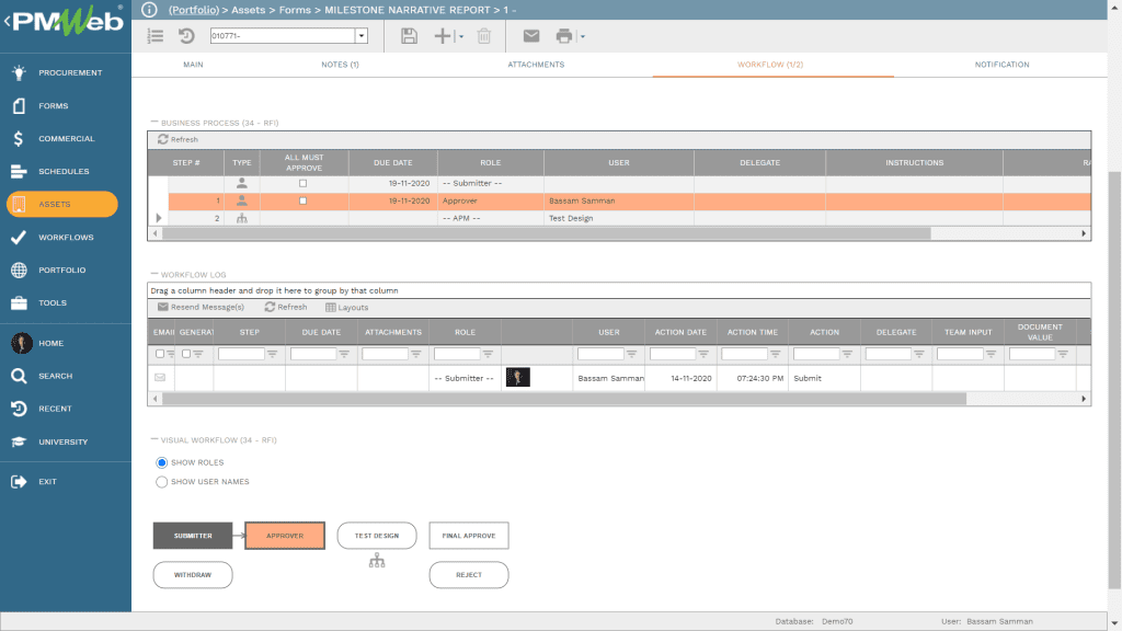PMWeb 7 Assets Forms Milestone Narrative Report