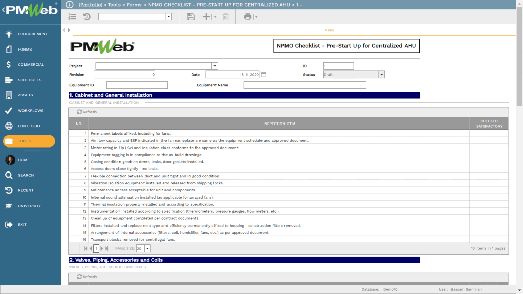 PMWeb 7 Tools Forms