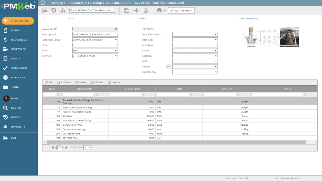 PMWeb 7 Procurement Setup Assemblies