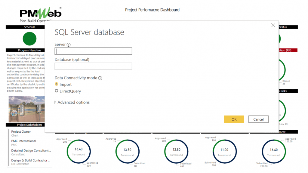 PMWeb 7 Project Performance Dashboard