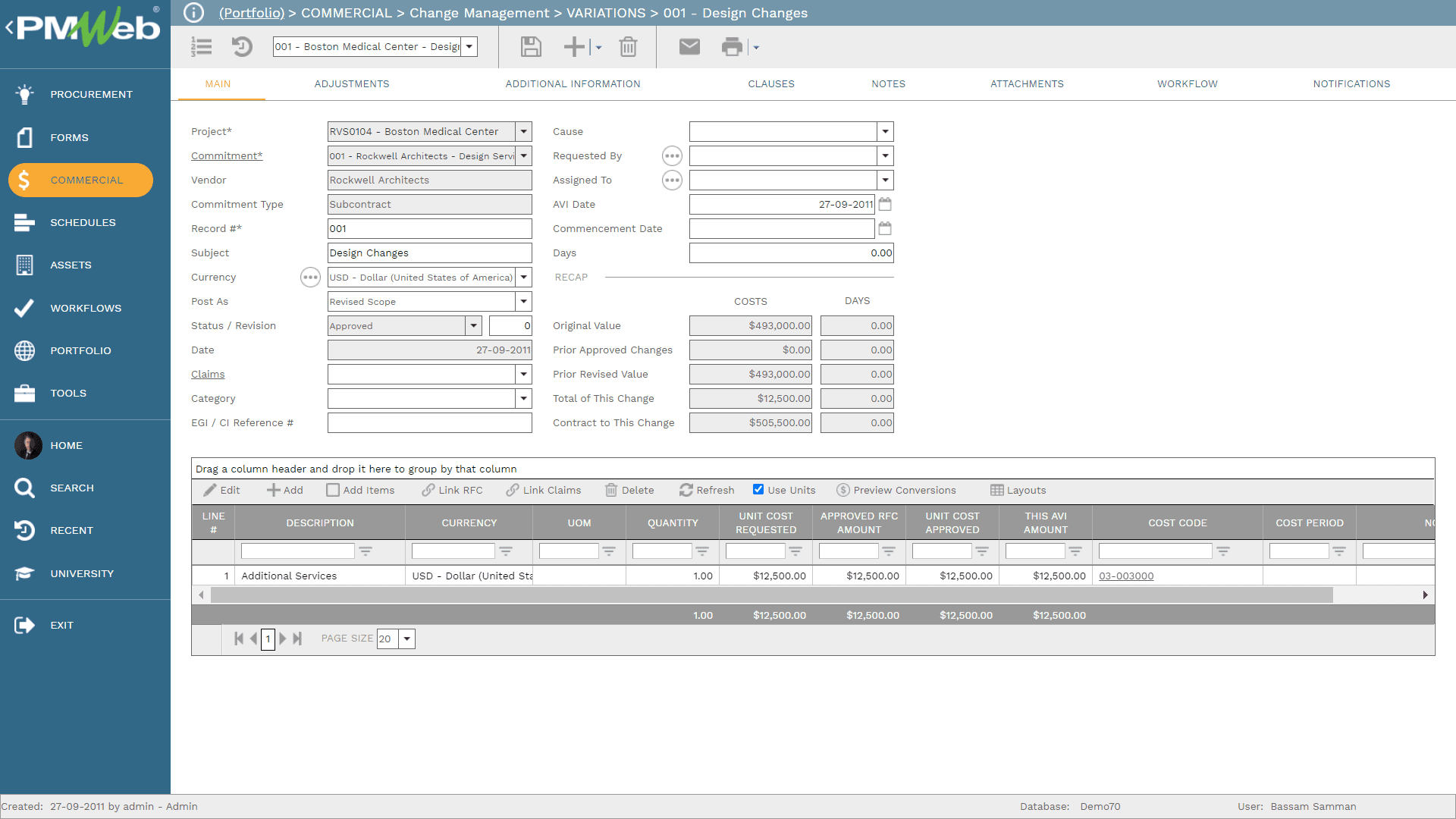 PMWeb Commercial Change Management