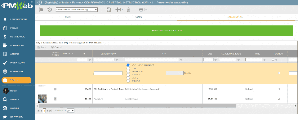 PMWeb 7 Tools Form Builder Confirmation of Verbal Instruction