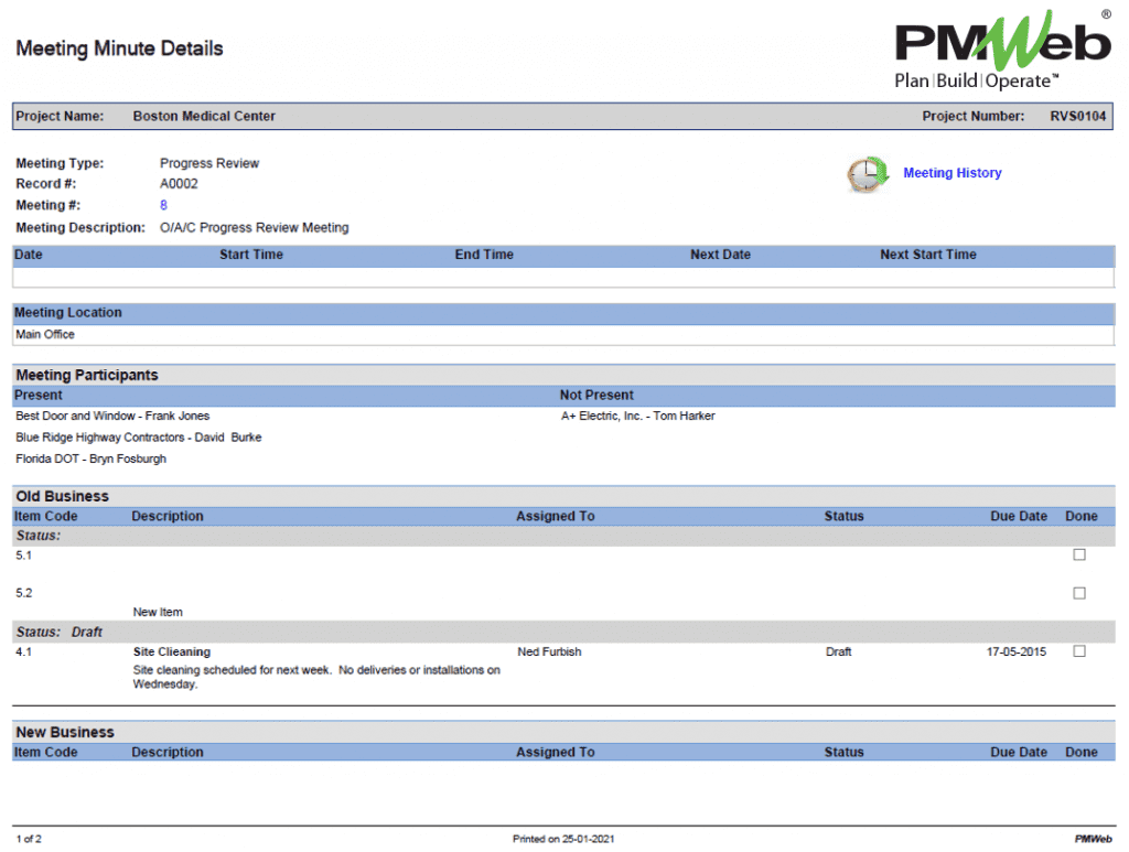 PMWeb 7 Meeting Minutes Details