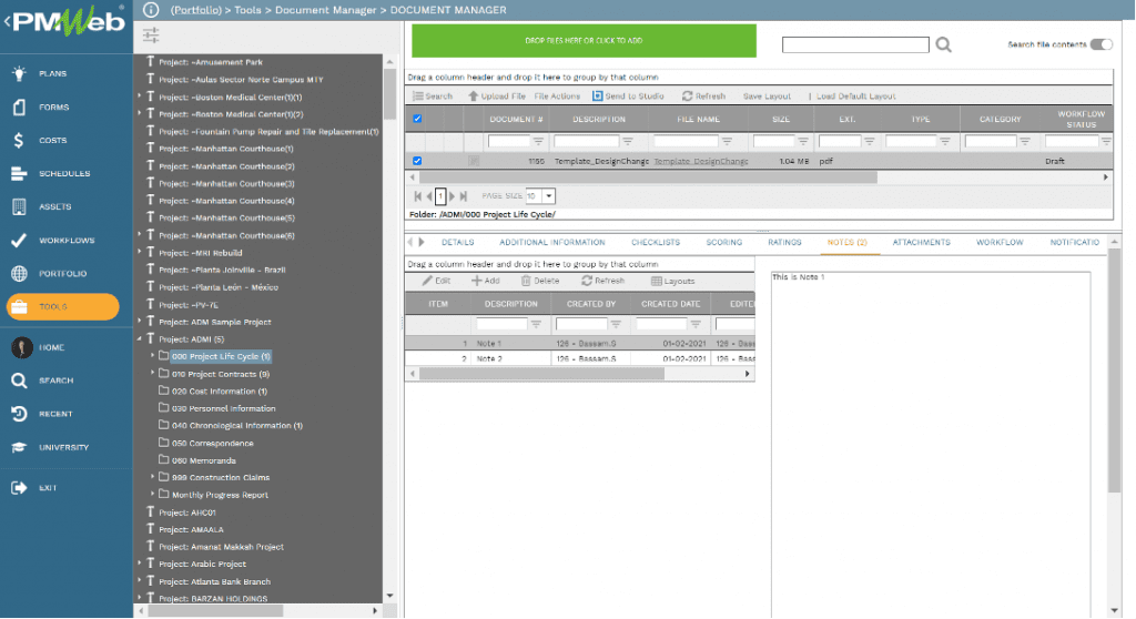 PMWeb 7 Tools Document Manager