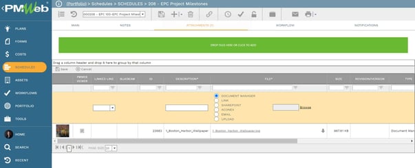 PMWeb 7 Schedules Schedules EPC Milestones Attachments 